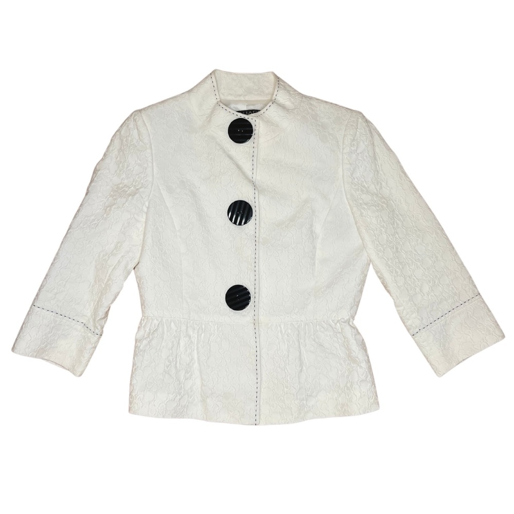 Vintage Tahari White Blazer with Floral Pattern
